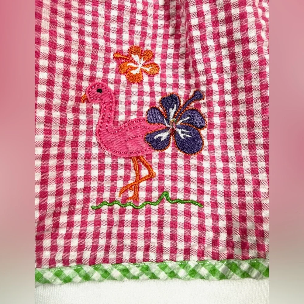 GOOD LAD Toddler Girls’ Tropical Appliqué Gingham Plaid Seersucker Dress Size 3T